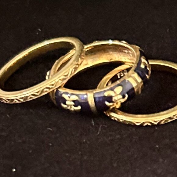 Rare! Hidalgo Women's 18K Gold and Enamel Ring Set - Picture 5 of 7